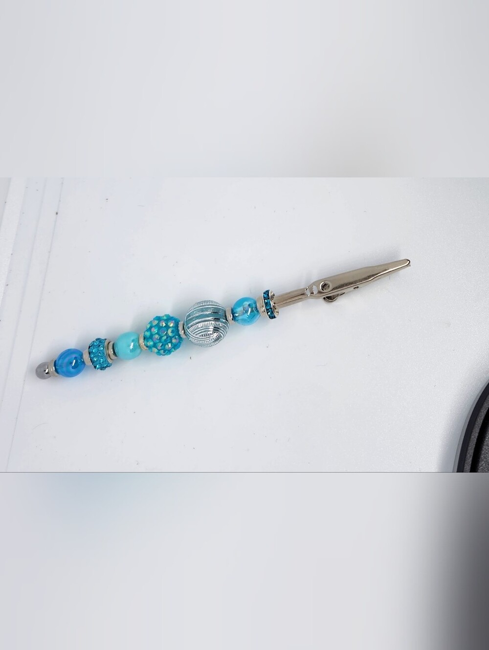 Turquoise Blue Beaded Bracelet helper or Holder of anything Clip